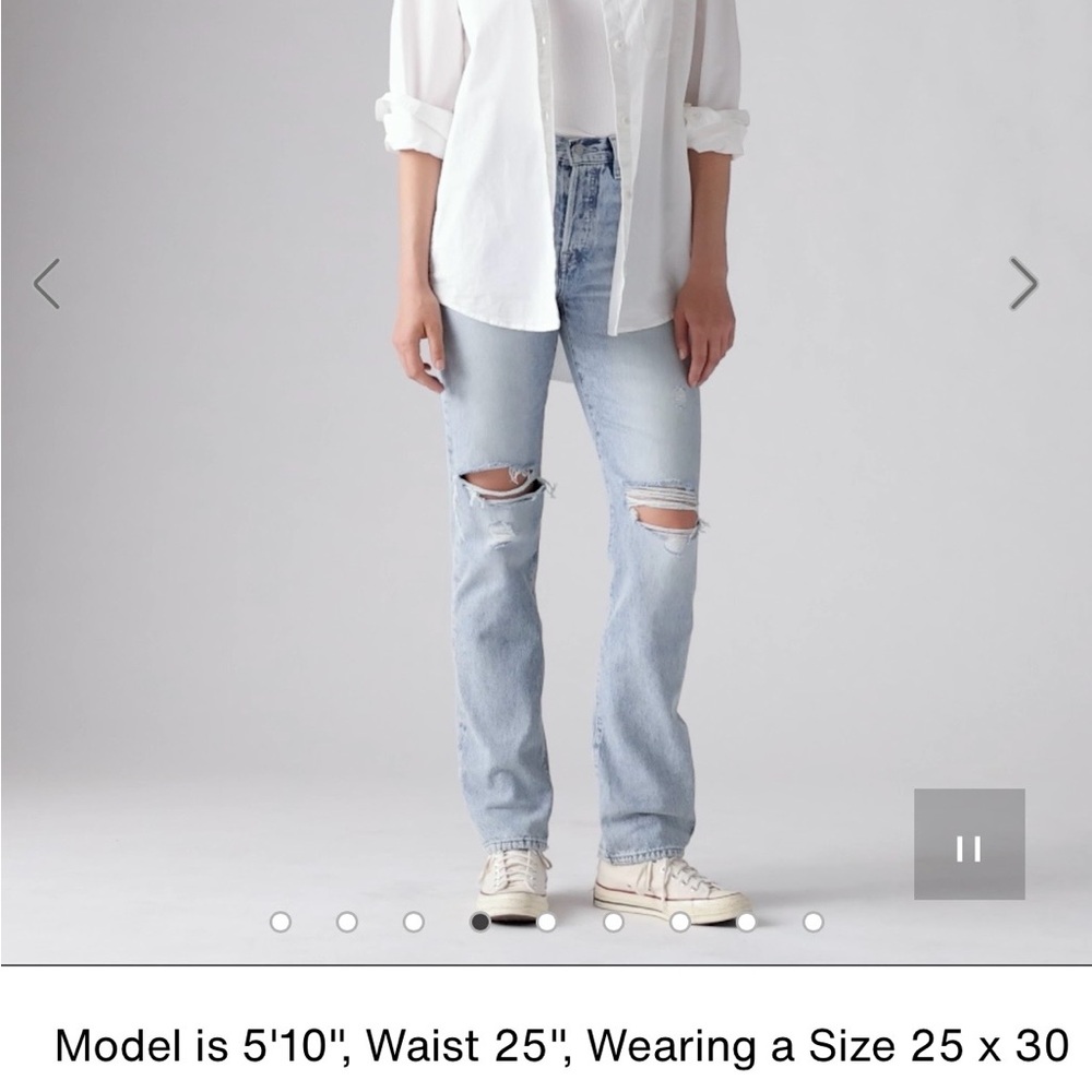 Levi's Light Blue Ripped Straight Leg Jeans